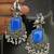 Blue monalisa cz stones bird silver replica earrings set