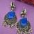 Blue monalisa cz stones bird silver replica earrings set