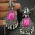 Ruby monalisa cz stones bird silver replica earrings set
