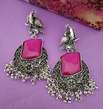 Ruby monalisa cz stones bird silver replica earrings set 2