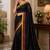 balck chanderi cotton printed ready to wear saree with unstitched blouse piece