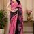 pink chanderi cotton printed ready to wear saree with unstitched blouse piece