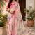 off white pink chanderi cotton printed ready to wear saree with unstitched blouse piece