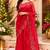red chanderi cotton printed ready to wear saree with unstitched blouse piece