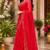 red chanderi cotton printed ready to wear saree with unstitched blouse piece