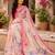 off white pink chanderi cotton printed ready to wear saree with unstitched blouse piece