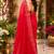 red chanderi cotton printed ready to wear saree with unstitched blouse piece