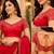 red chanderi cotton printed ready to wear saree with unstitched blouse piece