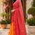 red chanderi cotton printed ready to wear saree with unstitched blouse piece