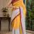 yellow chanderi cotton printed ready to wear saree with unstitched blouse piece