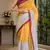 yellow chanderi cotton printed ready to wear saree with unstitched blouse piece