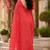 red chanderi cotton printed ready to wear saree with unstitched blouse piece