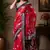 red black chanderi cotton printed ready to wear saree with unstitched blouse piece