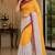 yellow chanderi cotton printed ready to wear saree with unstitched blouse piece