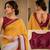 yellow chanderi cotton printed ready to wear saree with unstitched blouse piece