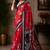 red black chanderi cotton printed ready to wear saree with unstitched blouse piece