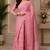 baby pink chanderi cotton printed ready to wear saree with unstitched blouse piece