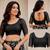 black chanderi cotton printed ready to wear saree with unstitched blouse piece