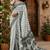 white chanderi cotton printed ready to wear saree with unstitched blouse piece