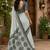 white chanderi cotton printed ready to wear saree with unstitched blouse piece