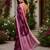 wine chanderi cotton printed ready to wear saree with unstitched blouse piece