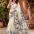 white chanderi cotton printed ready to wear saree with unstitched blouse piece