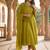Olive green embroidered straight suit set with dupatta