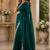 Turquoise soft shimmer chiffon embroidery saree with unstitched blouse piece