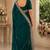 Turquoise soft shimmer chiffon embroidery saree with unstitched blouse piece
