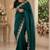 Turquoise soft shimmer chiffon embroidery saree with unstitched blouse piece