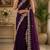 Wine soft shimmer chiffon embroidery saree with unstitched blouse piece