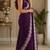 Wine soft shimmer chiffon embroidery saree with unstitched blouse piece