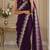 Wine soft shimmer chiffon embroidery saree with unstitched blouse piece