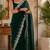 Green soft shimmer chiffon embroidery saree with unstitched blouse piece