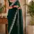 Green soft shimmer chiffon embroidery saree with unstitched blouse piece