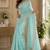Sky blue soft shimmer chiffon embroidery saree with unstitched blouse piece