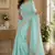 Sky blue soft shimmer chiffon embroidery saree with unstitched blouse piece