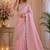 Baby pink soft shimmer chiffon embroidery saree with unstitched blouse piece