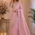 Baby pink soft shimmer chiffon embroidery saree with unstitched blouse piece