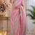 Baby pink soft shimmer chiffon embroidery saree with unstitched blouse piece