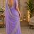 Lavender soft shimmer chiffon embroidery saree with unstitched blouse piece