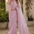 Dusty lavender soft shimmer chiffon embroidery saree with unstitched blouse piece