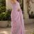 Dusty lavender soft shimmer chiffon embroidery saree with unstitched blouse piece