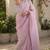 Dusty lavender soft shimmer chiffon embroidery saree with unstitched blouse piece