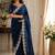 Blue soft shimmer chiffon embroidery saree with unstitched blouse piece