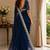 Blue soft shimmer chiffon embroidery saree with unstitched blouse piece