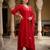 Designer red ethnic suit set with floral hand-embroidered borders  dupatta