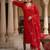 Designer red ethnic suit set with floral hand-embroidered borders  dupatta