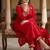 Designer red ethnic suit set with floral hand-embroidered borders  dupatta