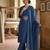Indigo blue straight kurta pant set with matching dupatta